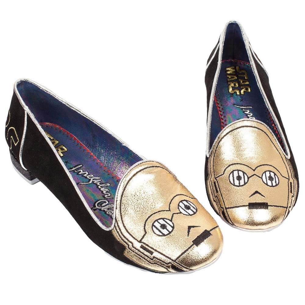 Irregular Choice x Disney Star Wars C3PO Women's Loafer in Gold and Black New - Picture 2 of 8